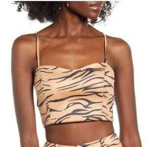 Tan Mist Tiger-Print Crop Top Bralette